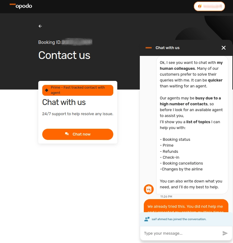 Travel chatbot handling booking and support escalation