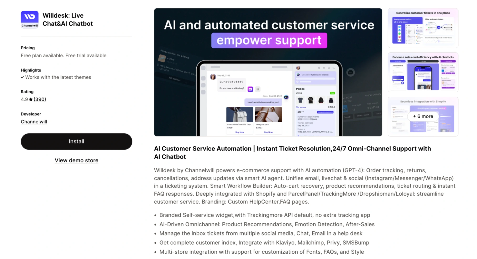 willdesk chatbot shopify