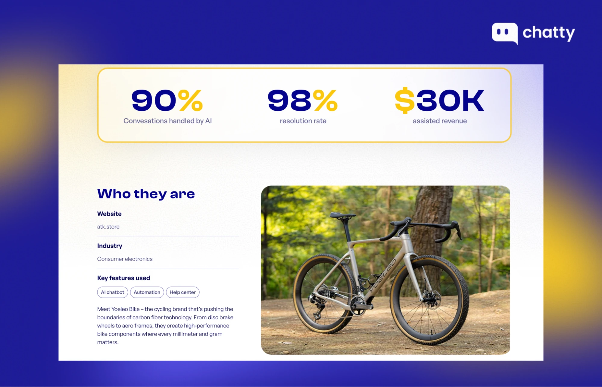 yoeleo bike ai chatbot case study 90 percent automatio