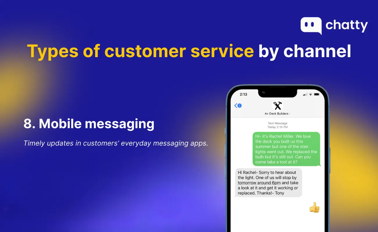 Mobile messaging customer service