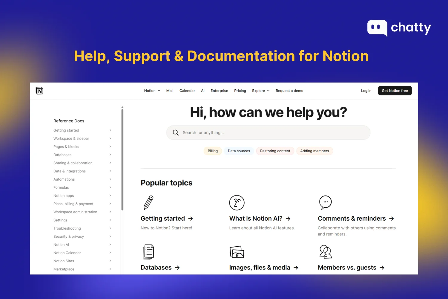 Help, Support & Documentation for Notion