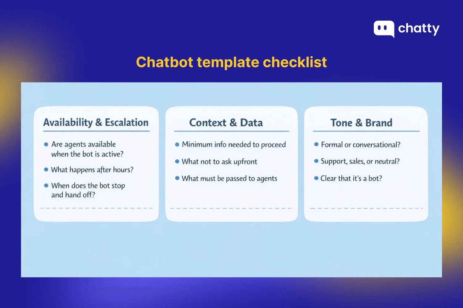 Chatbot template checklist
