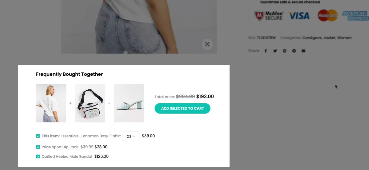 Frequently bought together recommendations type