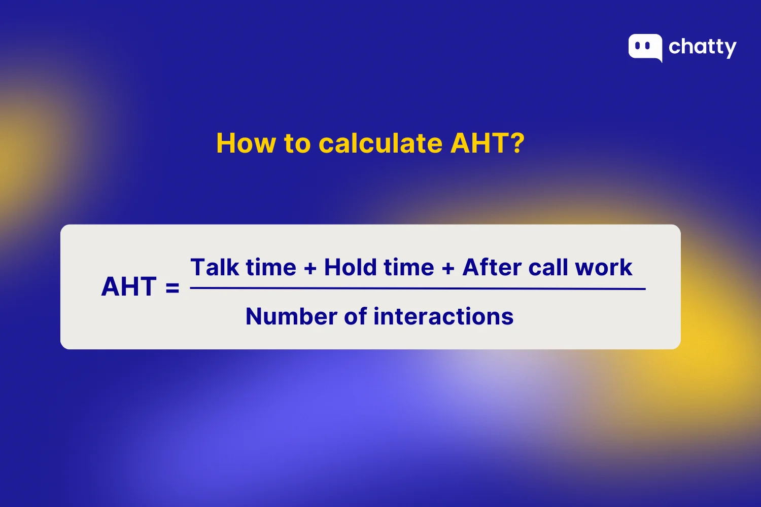 Diagram demonstrating how to calculate average handle time using total handle time and number of interactions