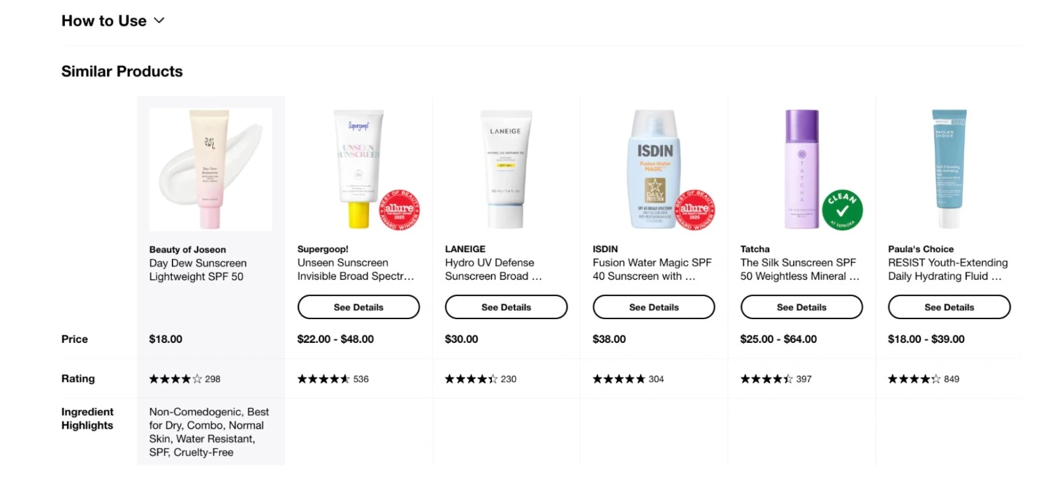 Product detail page showing a 