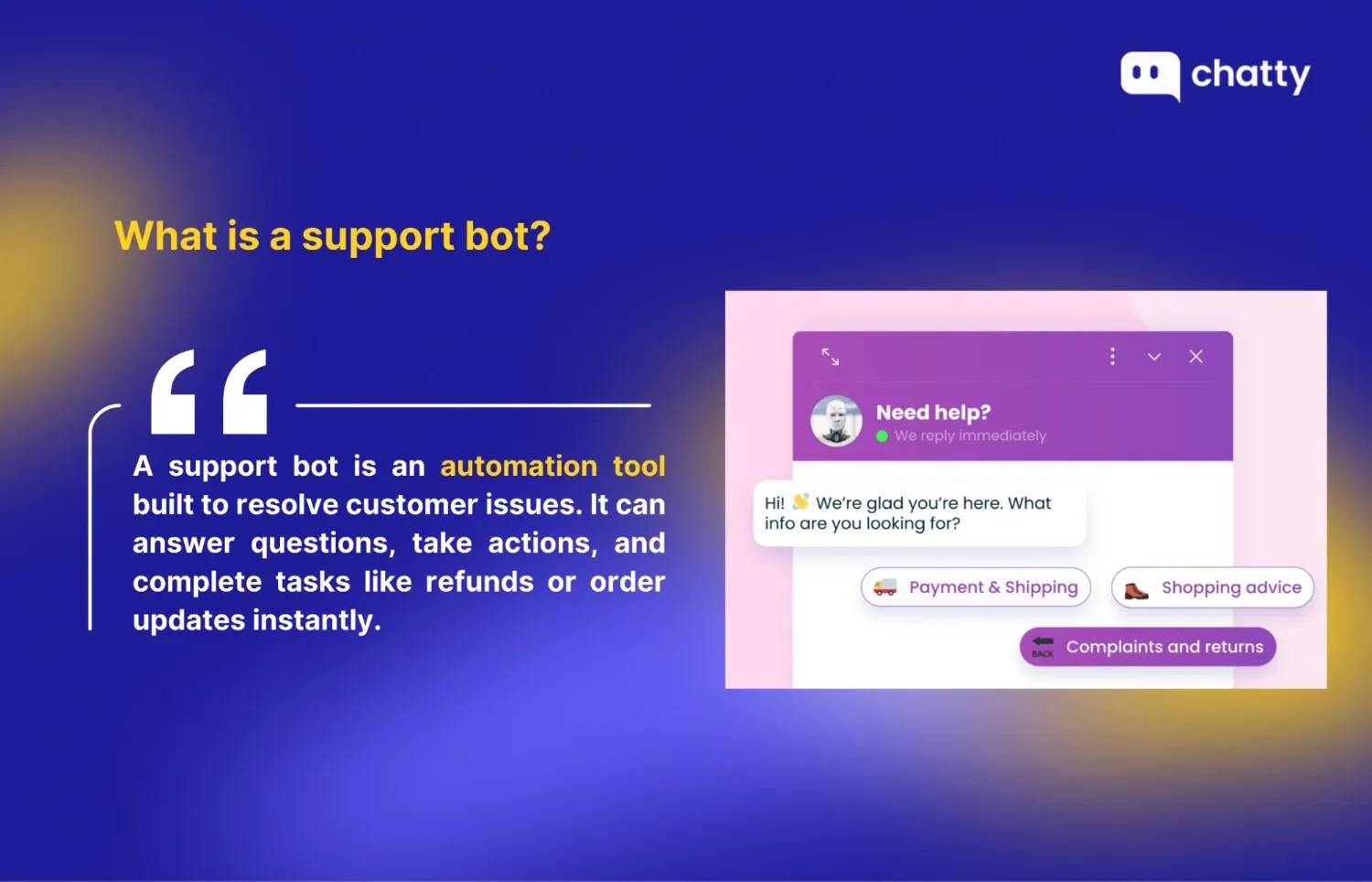 support bot definition and automation capabilities
