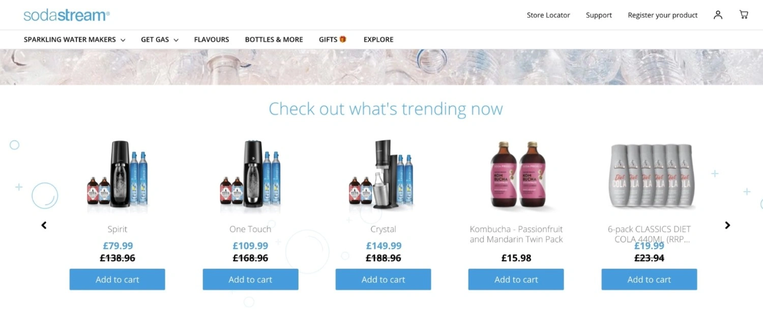 Homepage carousel labeled 