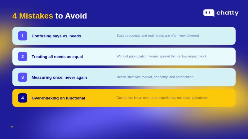 Four common mistakes when addressing customer needs
