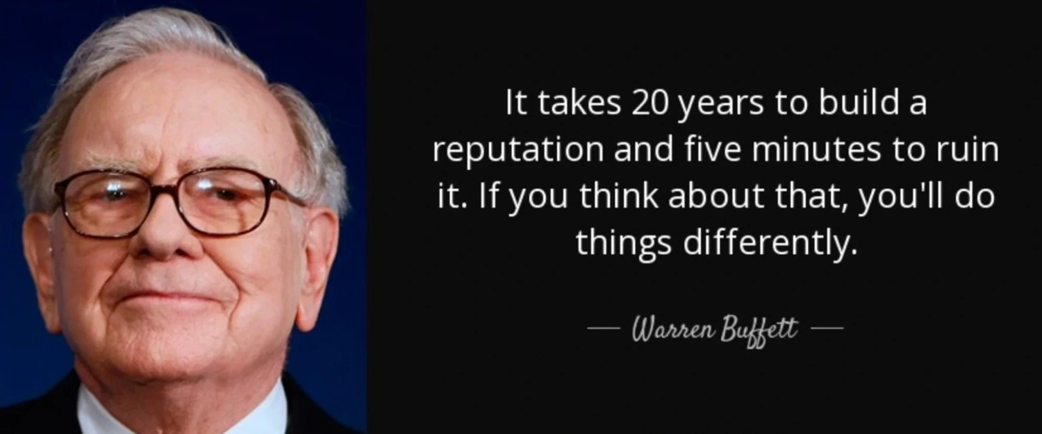 A Warren Buffett quote warning how quickly poor customer service can damage long-term reputation