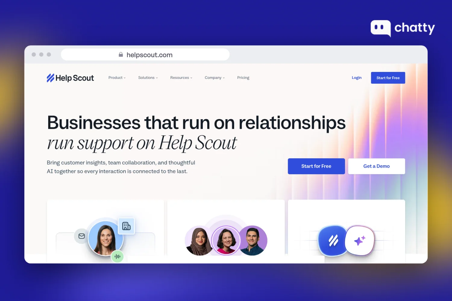 Homepage of Help Scout at helpscout.com, a shared inbox and customer support platform