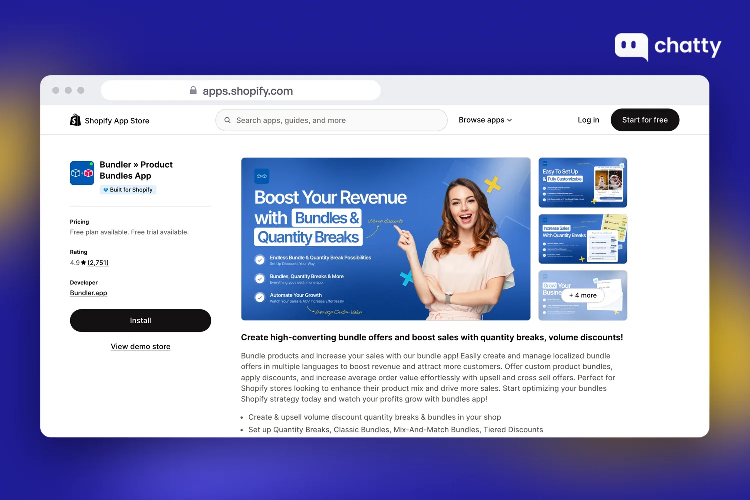 Bundler product bundles listing on the Shopify App Store, read 27 October 2026